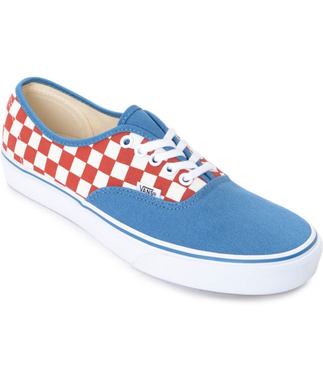 vans authentic checkerboard blue red